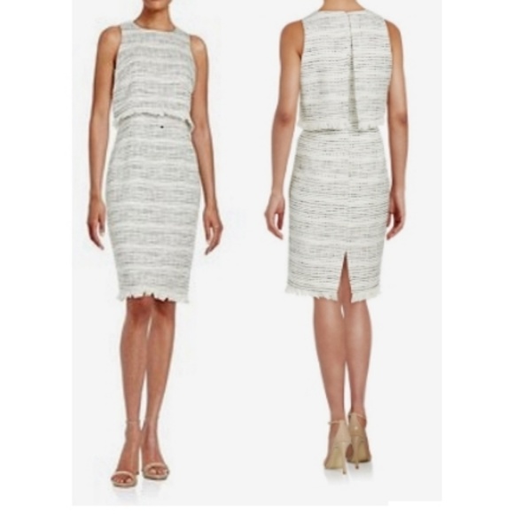 Karl Lagerfeld Dresses & Skirts - Karl Lagerfeld White Tweed Fringe Sheath Dress